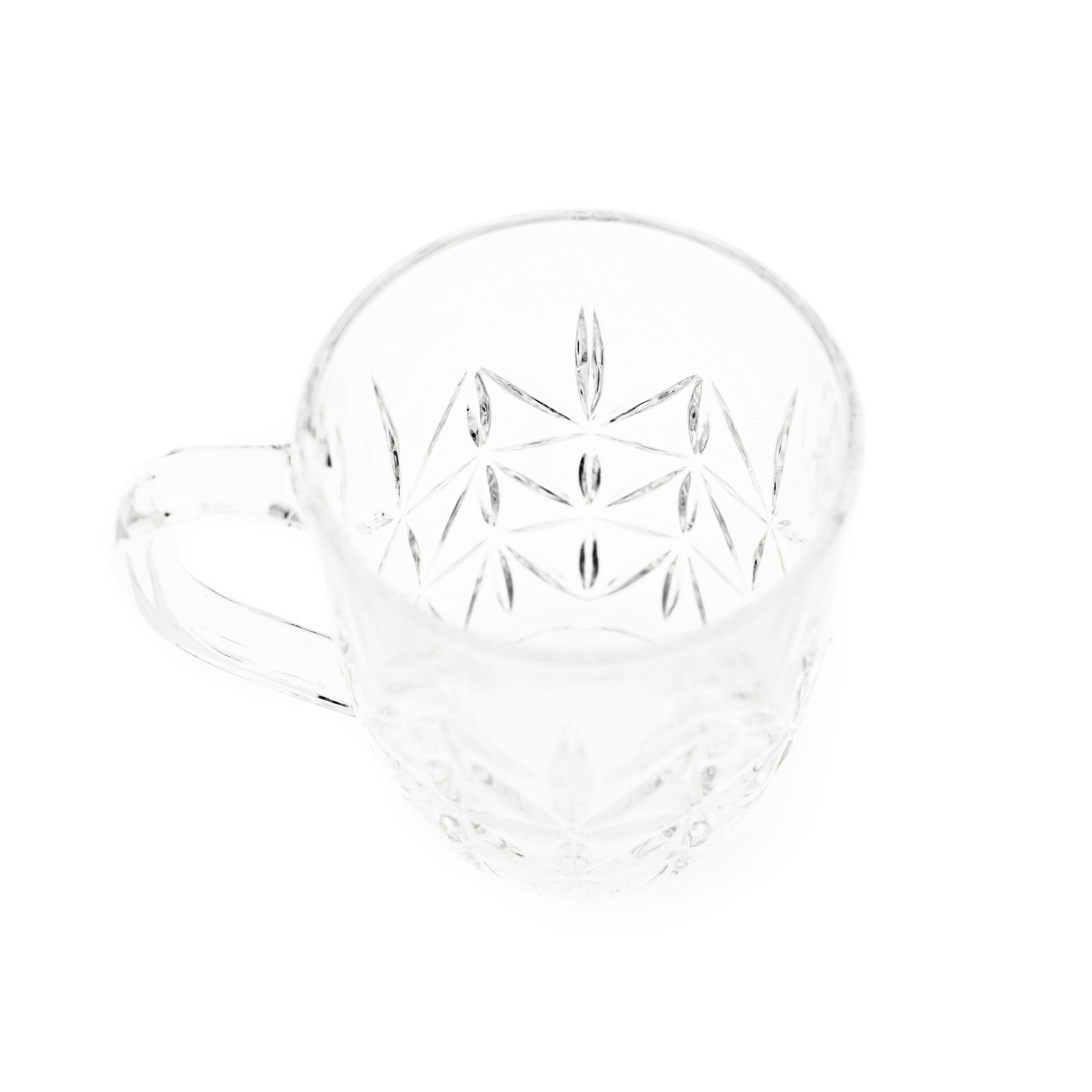 Almina Teeglas 6er-Gläser Set mit Henkel Teeglas Kaffeeglas Transparent mit Design, 6-tlg.