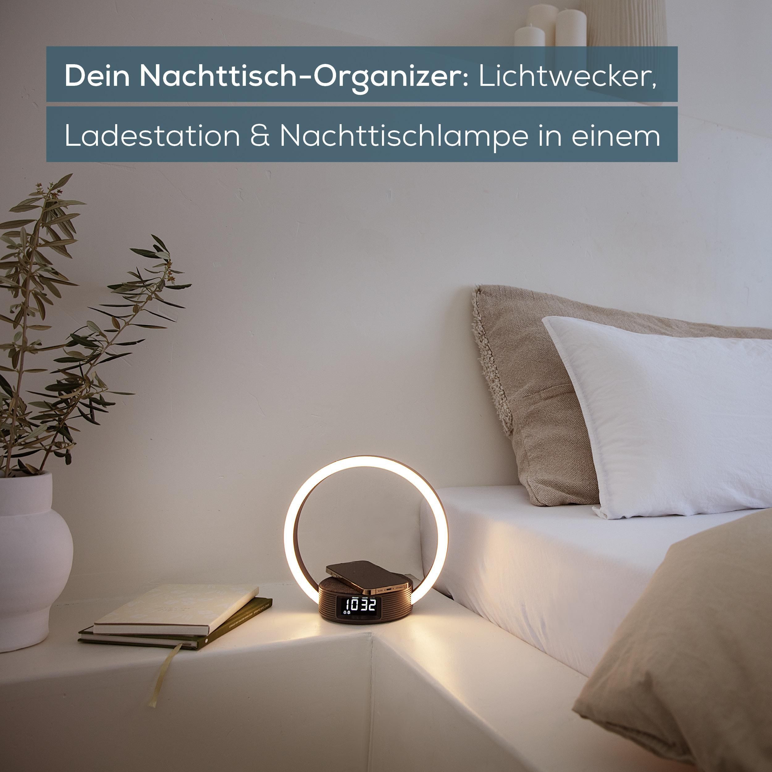 BEURER Tageslichtwecker WL 65 Wake up+Charge mit Schnellladestation, Wecker und Leselampe Natürliches Einschlafen und sanftes Aufwachen