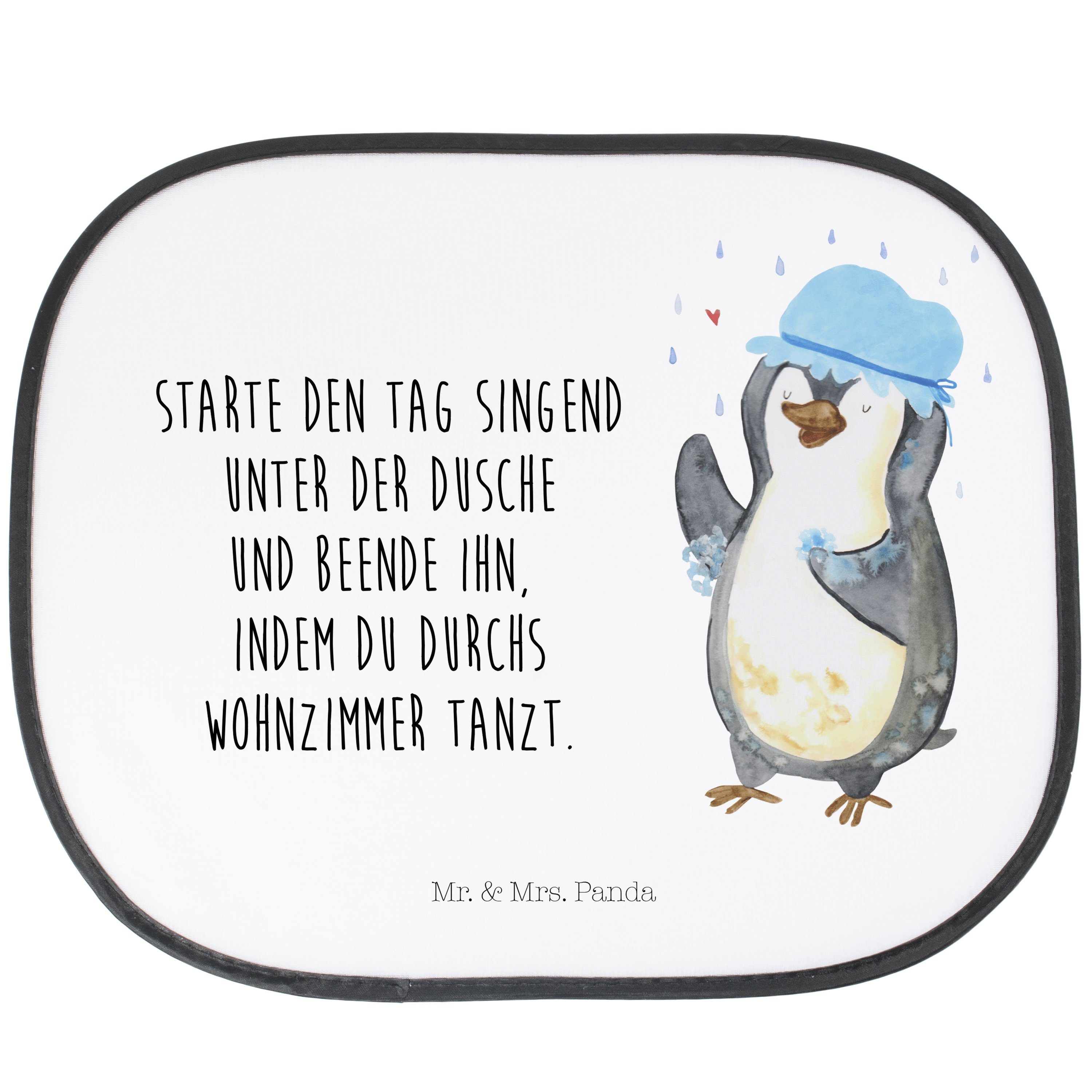 Sonnenschutz Pinguin duscht - Weiß - Geschenk, Neustart, Auto Sonnenschutz, Sonnen, Mr. & Mrs. Panda, Seidenmatt