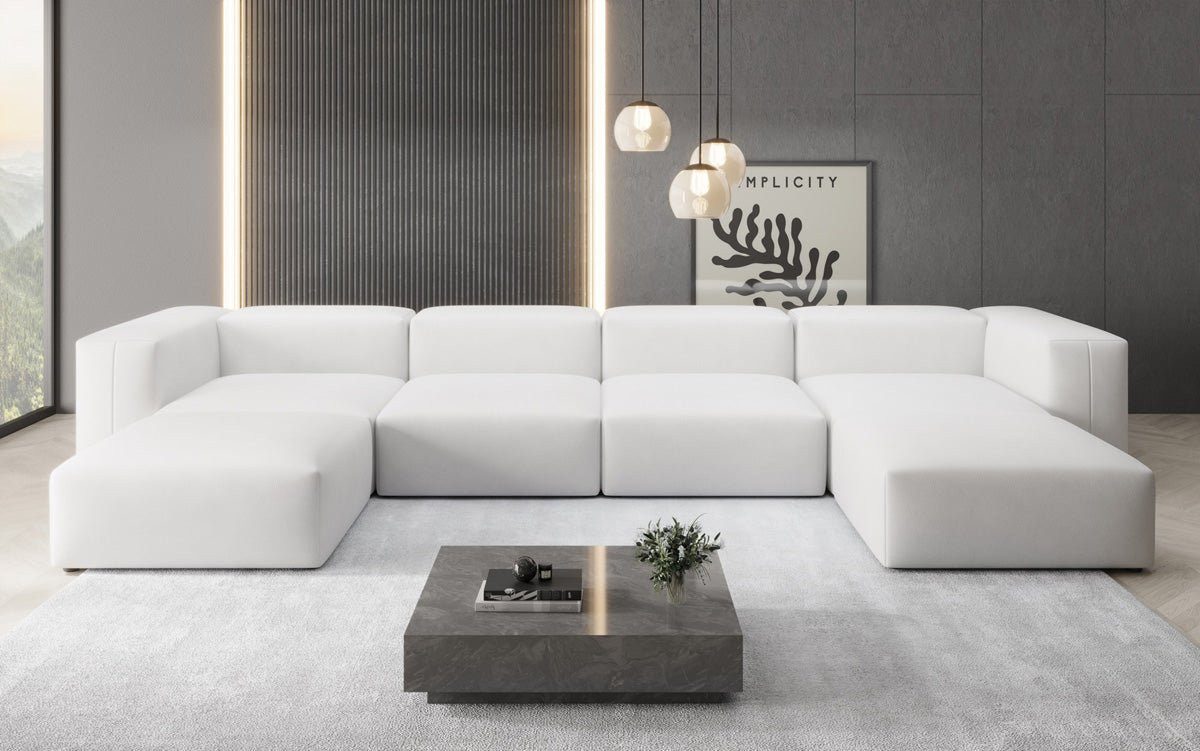 Luxusbetten24 Wohnlandschaft Designer U Sofa Snug, aus echtem Leder