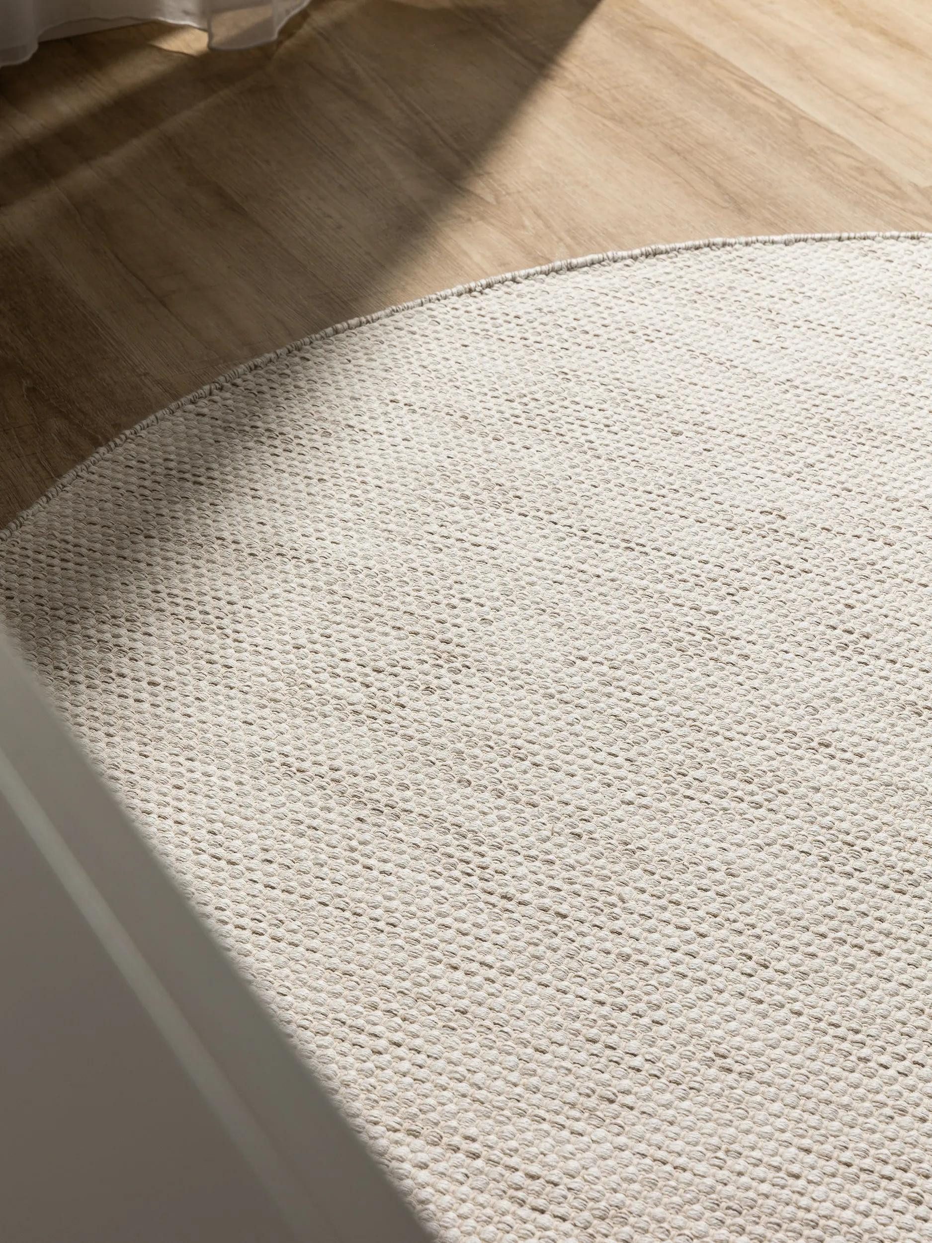 benuta Teppich Ron, rund, Höhe: 5 mm, 100% Baumwollteppich, Minimalistisch, Pflegeleicht, Wohnzimmerteppich
