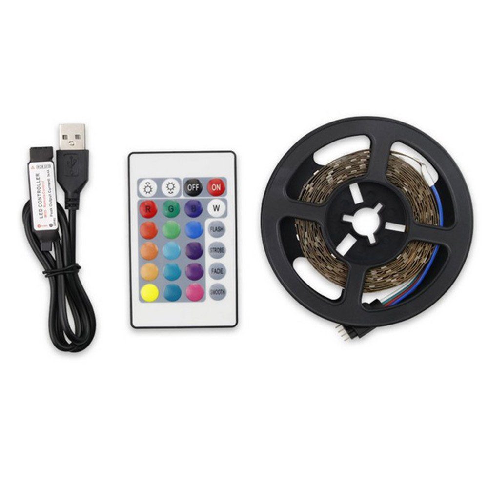 USB, Computer LED Deko, IR-Fernbedienung RGB, für 0.5-5M, TV Multi-Color-Wechsel, Stripe Speicherfunktion; Rosnek mit