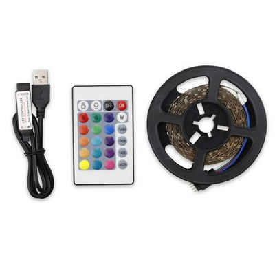 Rosnek LED Stripe 0.5-5M, RGB, Multi-Color-Wechsel, USB, für TV Computer Deko, Speicherfunktion; mit IR-Fernbedienung