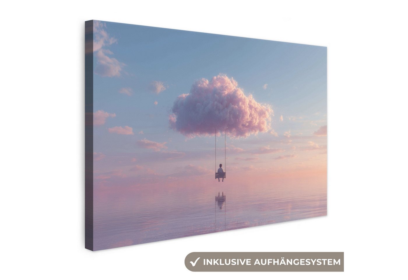 OneMillionCanvasses® Leinwandbild Wolke - Schaukel - Bunter Himmel, Fotodruck (1 St), Leinwand Bilder Klein, Wand Dekoration Aesthetic 30x20 cm