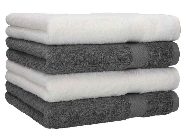 Betz Handtücher 4 Stück Handtücher Premium 4 Handtücher, 100% Baumwolle (4-St), Farbe weiß und anthrazit