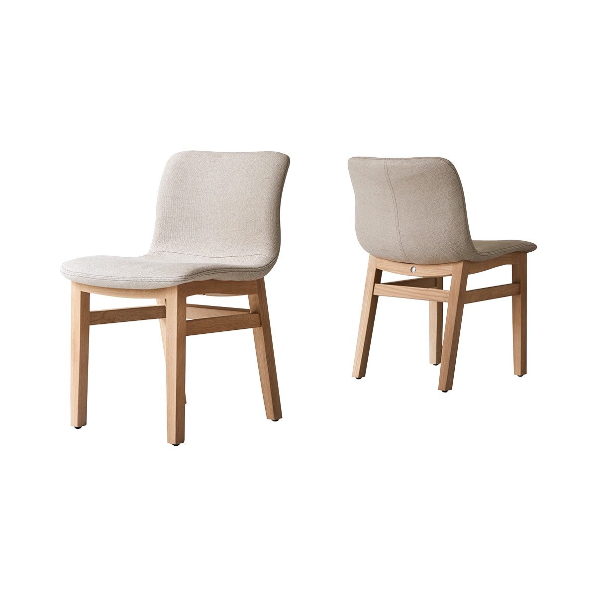 Tikamoon Esszimmerstuhl Set of two Cocoon solid oak linen chairs