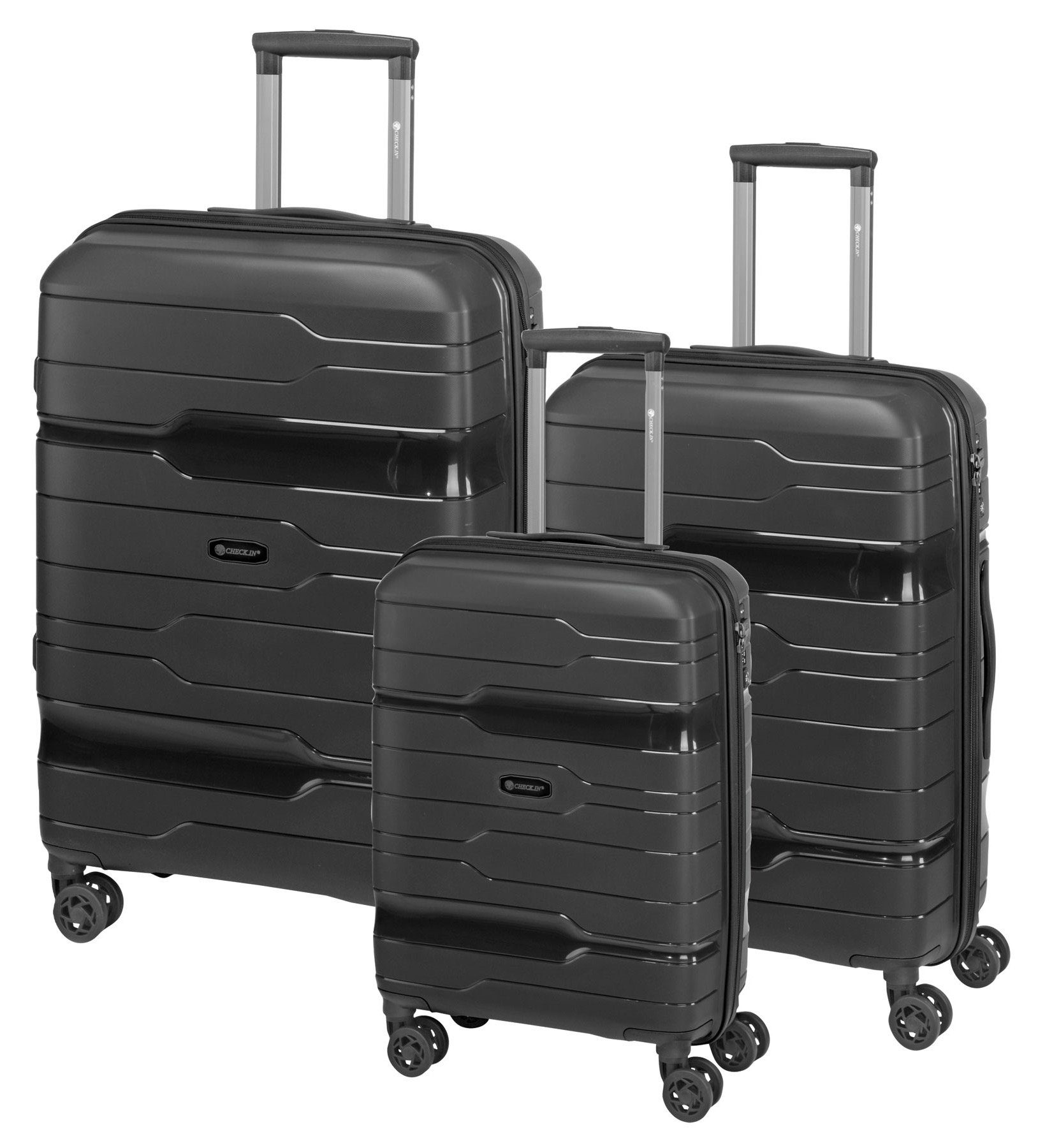 CHECK.IN® Trolleyset Rollen, schwarz Memphis, (Set, tlg) 4 3