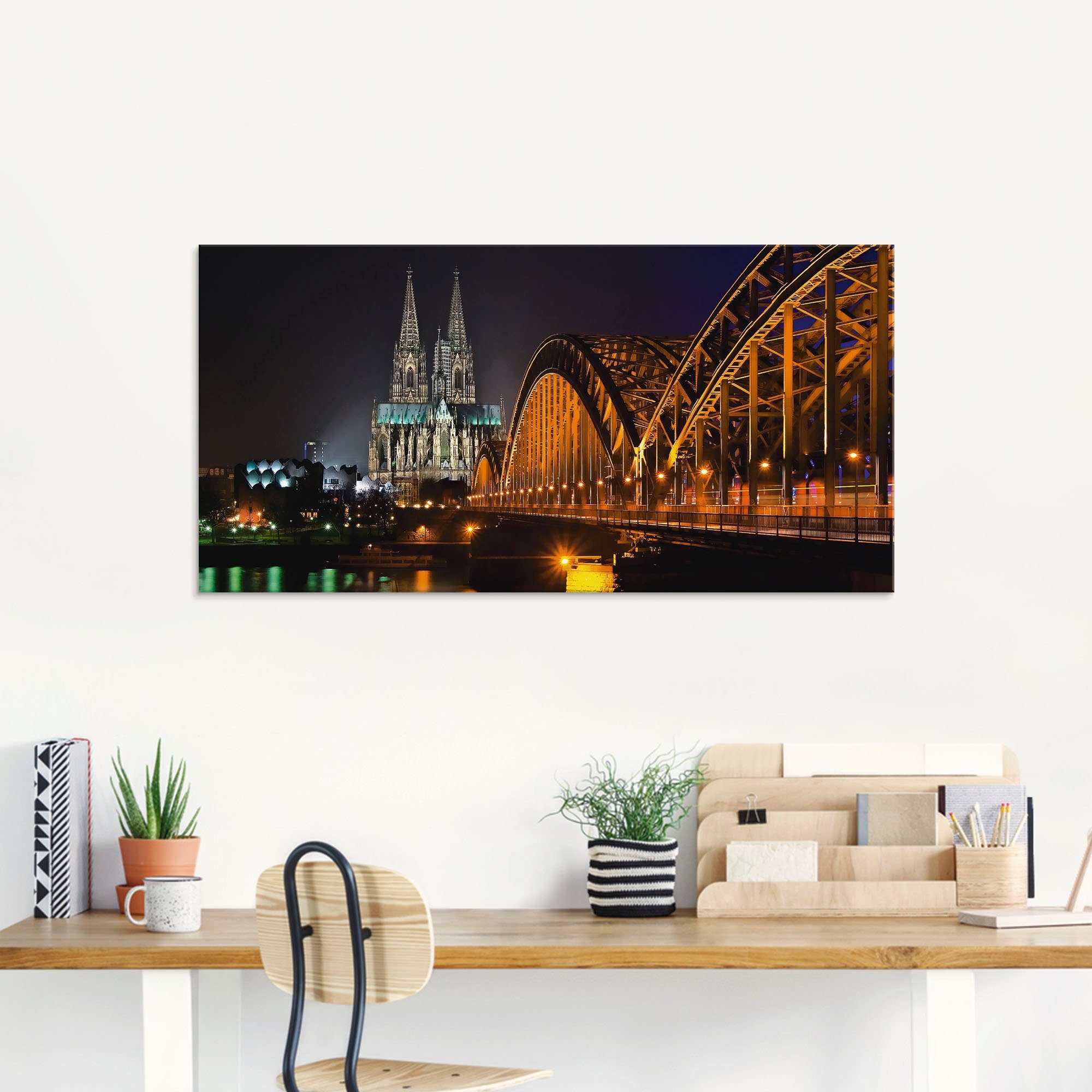 Artland Glasbild Kölner Dom mit Brücke, Deutschland (1 St), in verschiedenen Größen