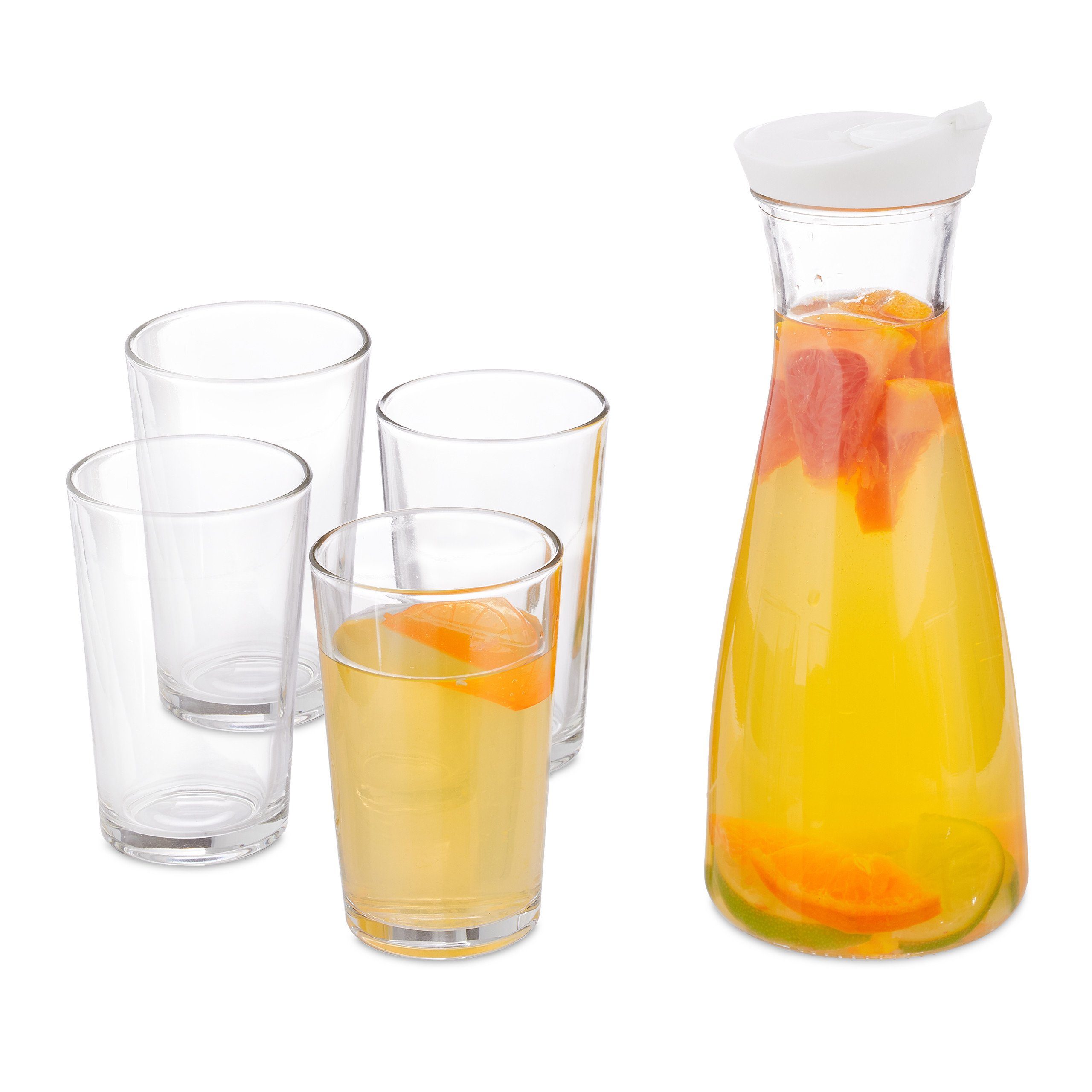 relaxdays Gläser-Set Wasserkaraffe Set mit Glas Gläsern
