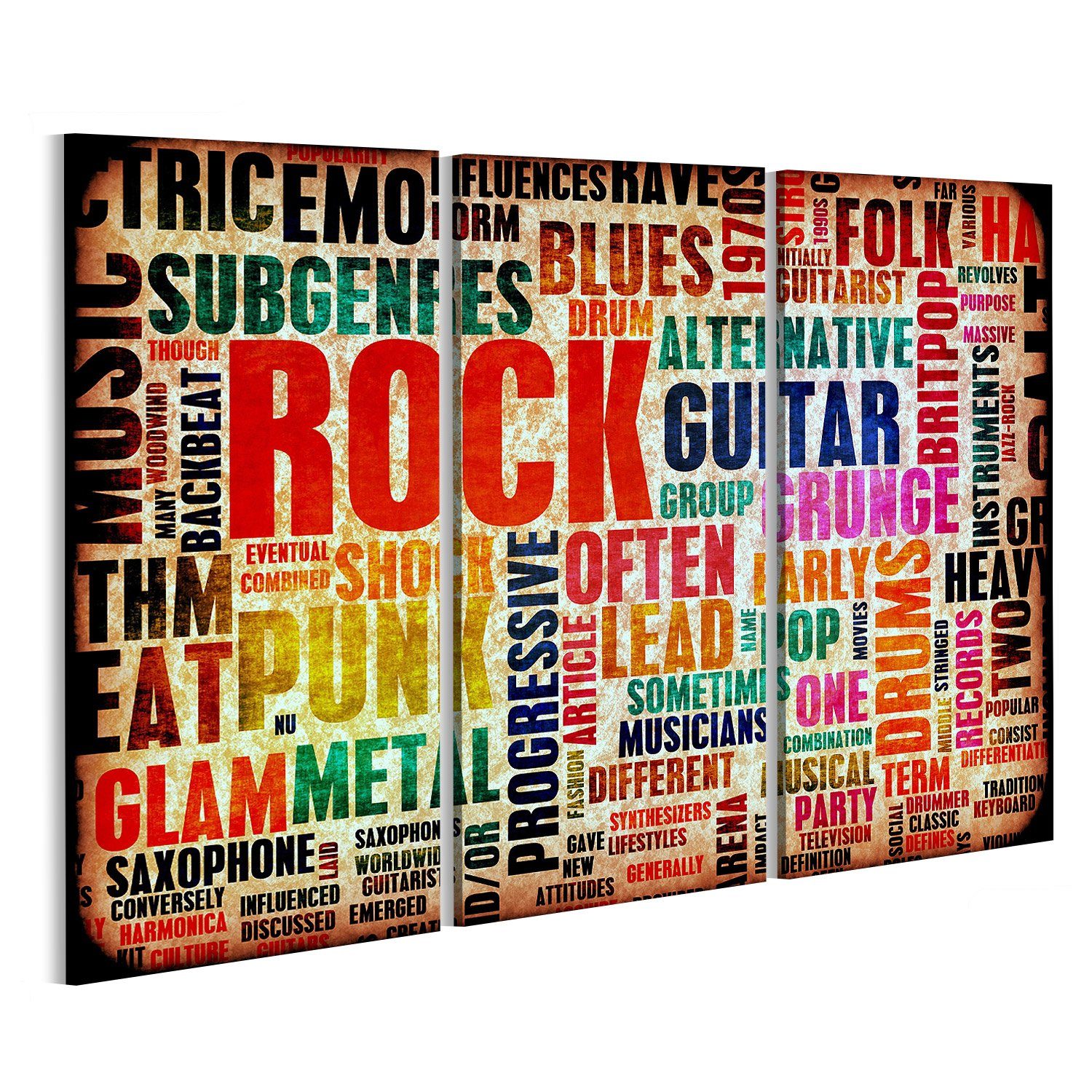 Leinwandbild Bild auf Leinwand Rock Music Plakatkunst Als Grunge Hintergrund Wandb