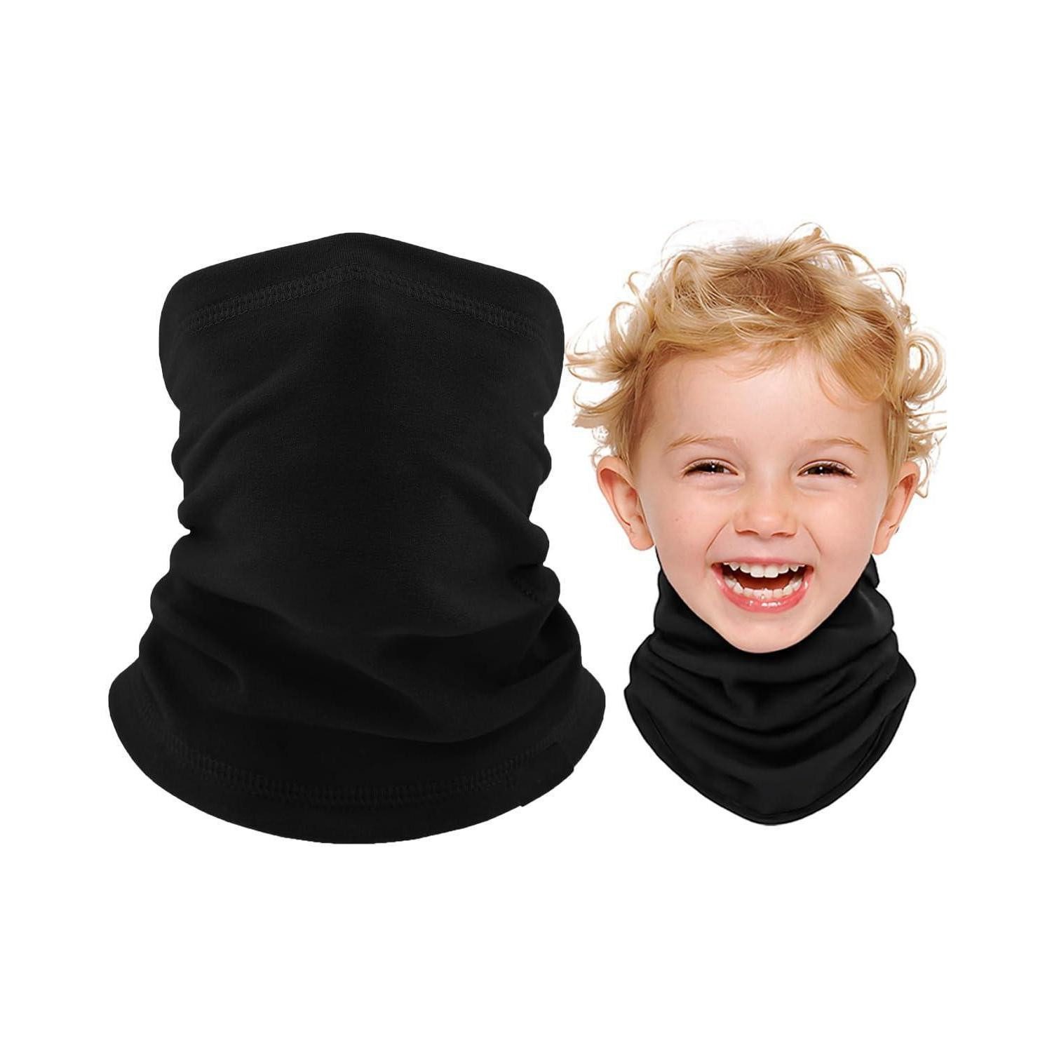 LuxusKollektion Multifunktionstuch Kinderschal Winter Fleece Schwarz, (1-St)