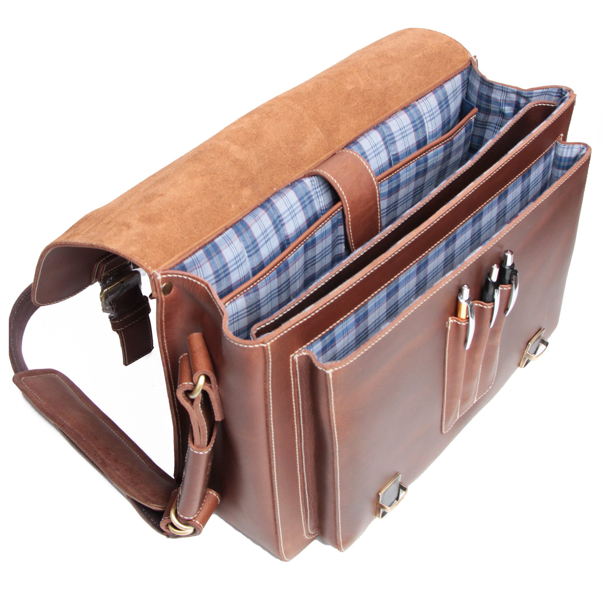 ALMADIH Aktentasche Leder Herren Businesstasche 17 Zoll Lehrertasche Unitasche Braun