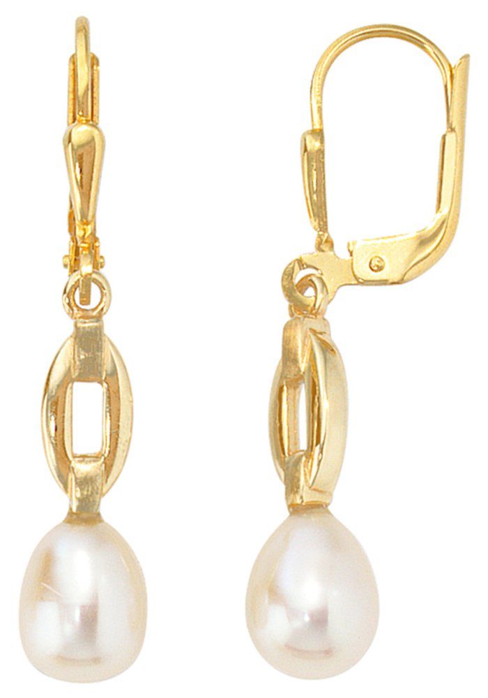 JOBO Perlenohrringe, 333 Gold mit Süßw...