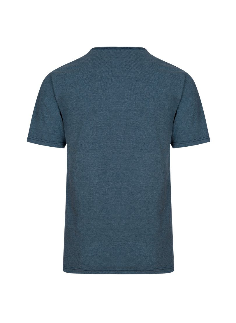 Trigema Baumwolle mit Knopfleiste T-Shirt T-Shirt TRIGEMA DELUXE jeans-melange