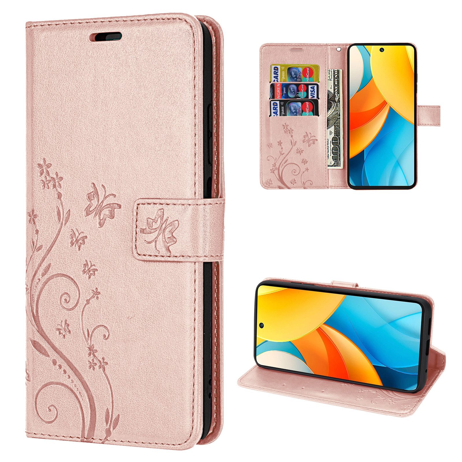 betterfon Handyhülle für ZTE Blade V60 Vita Handy Schutz Klapp, Bookstyle-Hülle: Magnetverschluss 3 Kartenfächer & Standfunktion