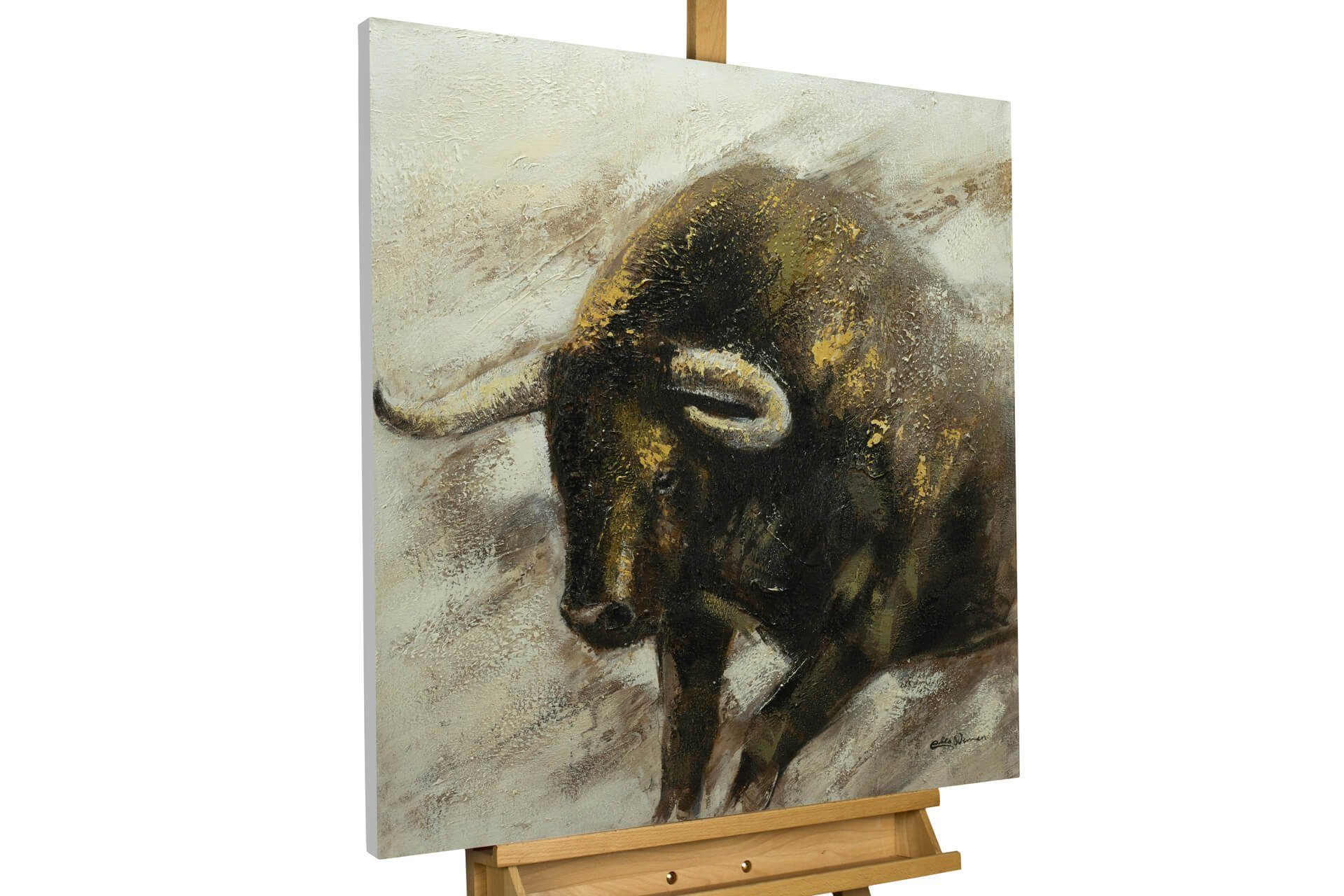 KUNSTLOFT Gemälde Ein starker Wille 80x80 cm, Leinwandbild 100% HANDGEMALT Wandbild Wohnzimmer