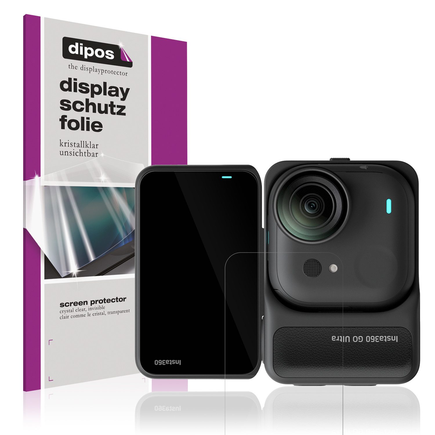 dipos Displayschutzfolie Schutzfolie für Insta360 Go Ultra, 4 Stück, Displayschutz Schutz Folie Made in Germany