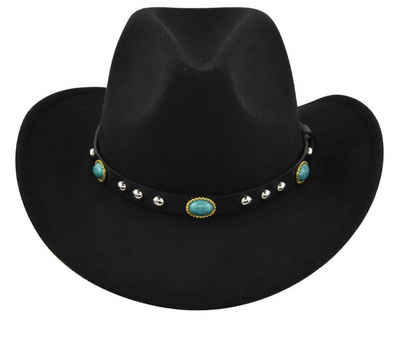 Leway Fedora »Cowboyhut Damen Herren Westernhut Wide Brim Strap Lederband« (1-St)