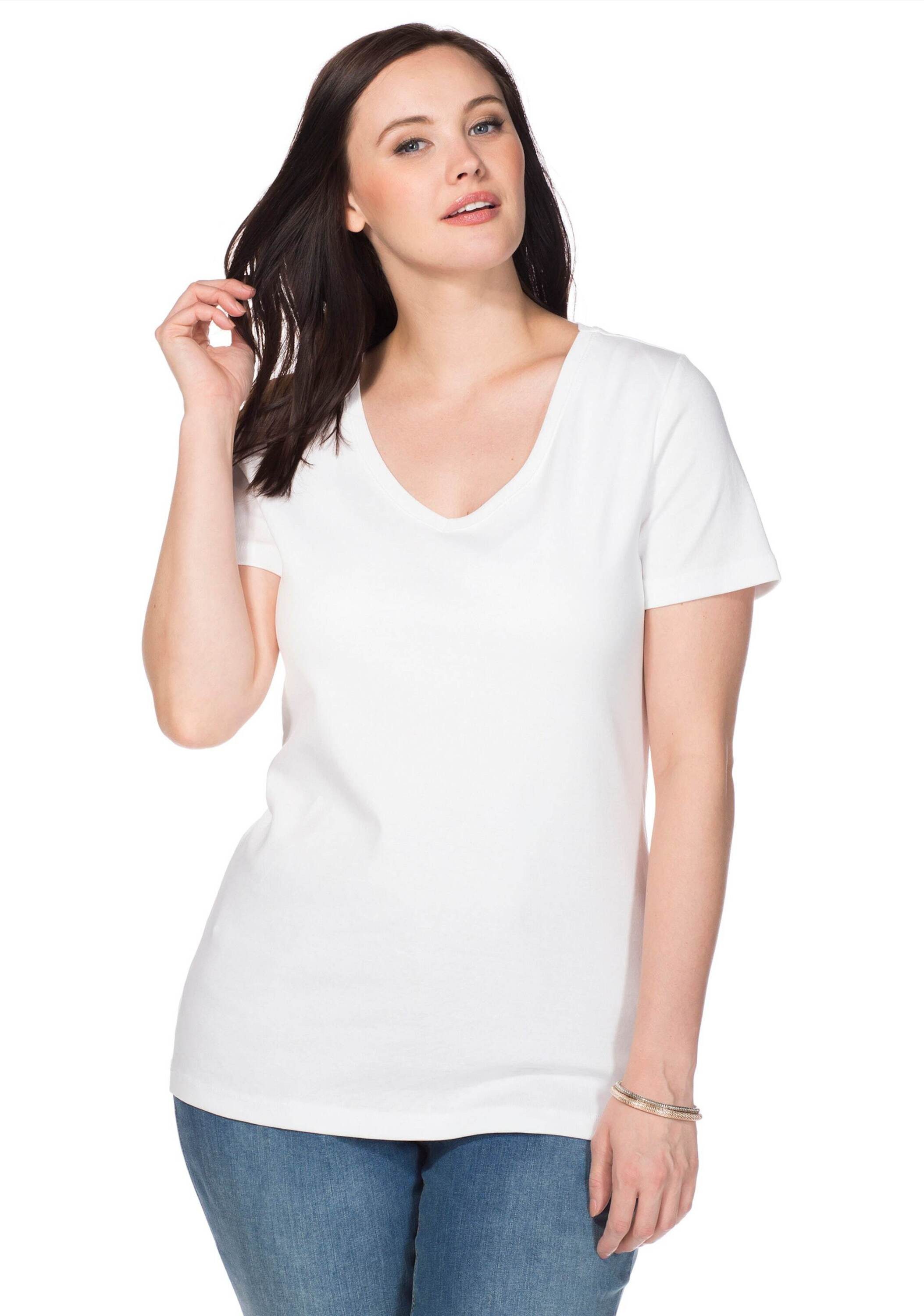 Sheego T-Shirt T-Shirt Kurzarm mit V-Ausschnitt