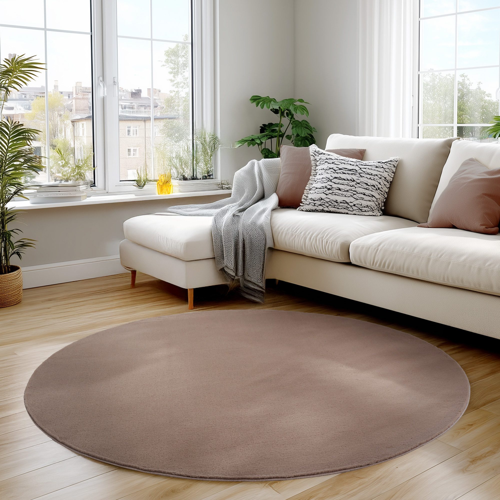 Carpettex Veloursteppich Unicolor - Einfarbig, Rund, Höhe: 11 mm, Perfekt g günstig online kaufen