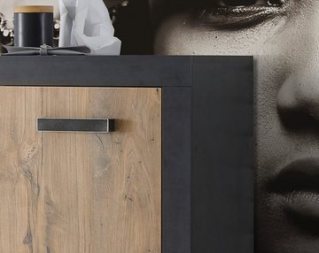Furn.Design Garderobenpaneel Beveren (Wandgarderobe in Fresco grau und Kastanie, 80 x 23 cm), mit Ablage