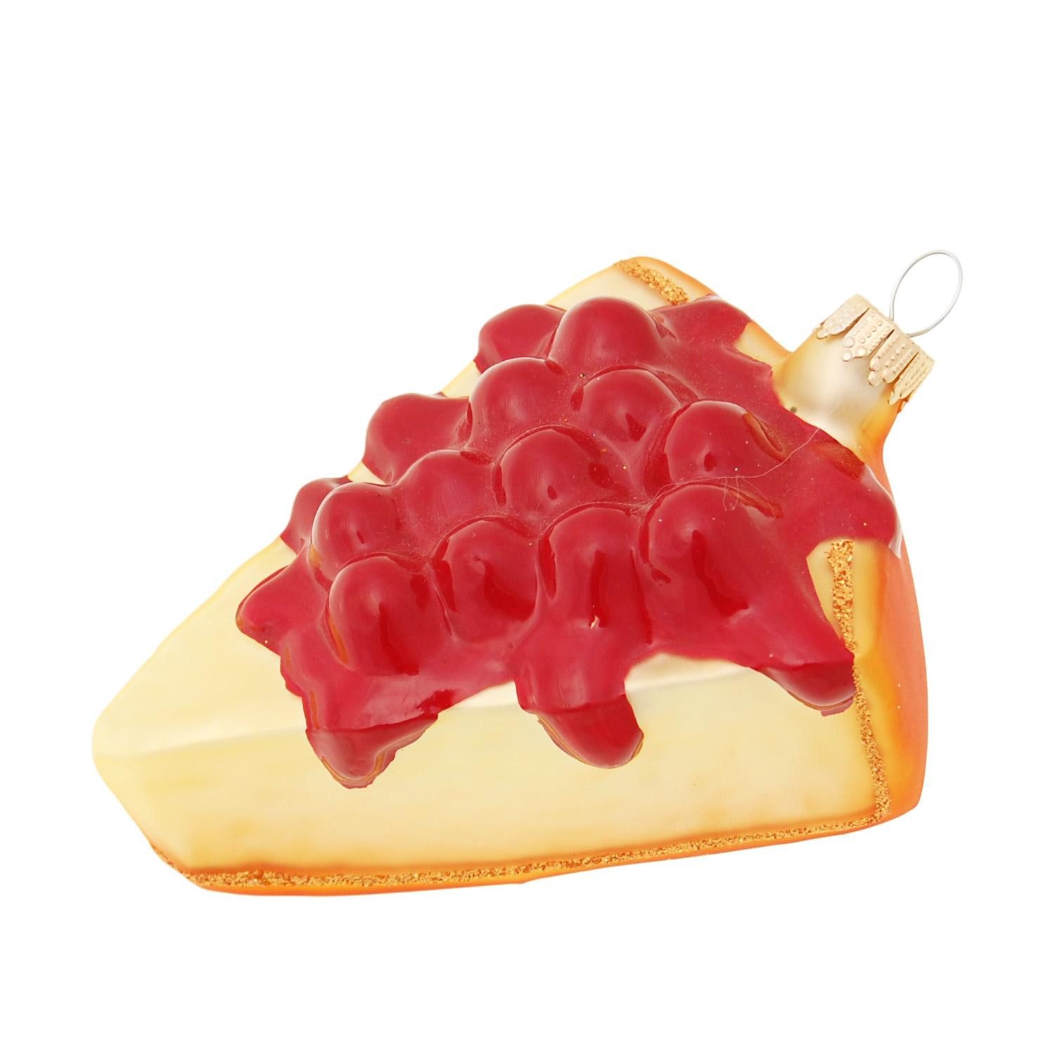 Krebs Glas Lauscha Christbaumschmuck Glasanhänger - Käsekuchen mit Kirschen - ca. 10 cm, Ideal als humorvolle Dekoration am Weihnachtsbaum