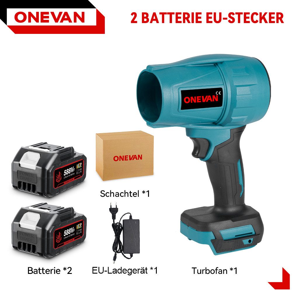 ONEVAN Akku-Gebläse Bürstenloser Turbo-Jet-Lüfter, Tragbarer Akku-Laubbläse günstig online kaufen