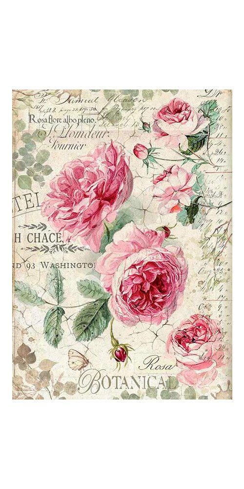 Seidenpapier A4 DIN Stamperia Motiv-Strohseide Roses, English