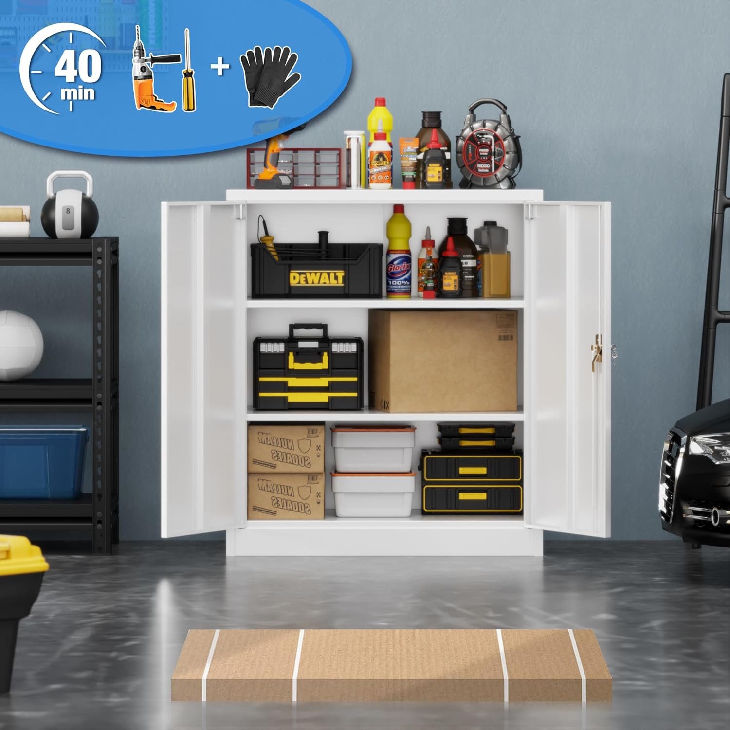 AOBABO Aktenschrank hoher Metallschrank mit 2 günstig online kaufen