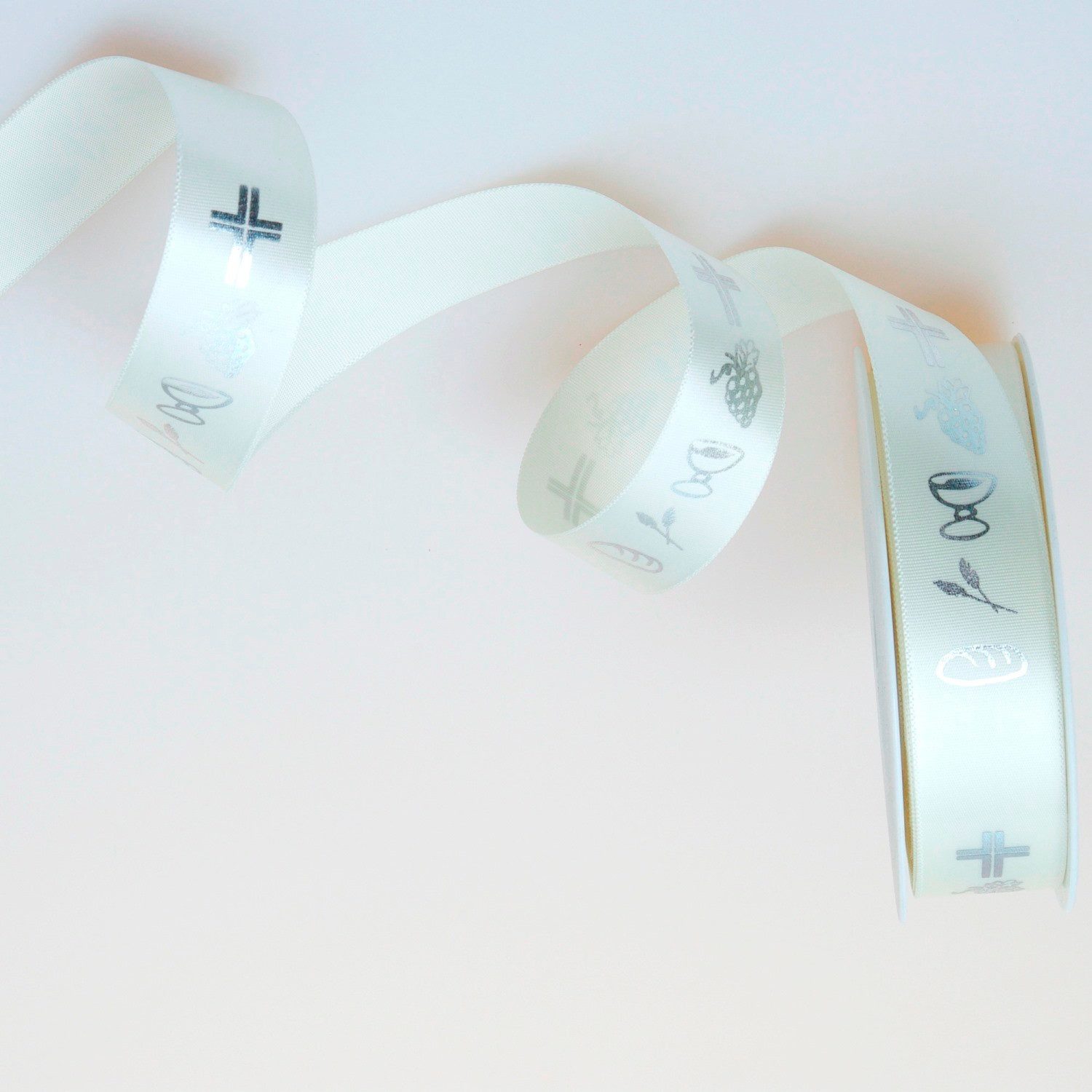 Deko AS Dekoobjekt Kommunions-/Konfirmationsband creme-silber - 25 mm 25 m - 54033 55-R