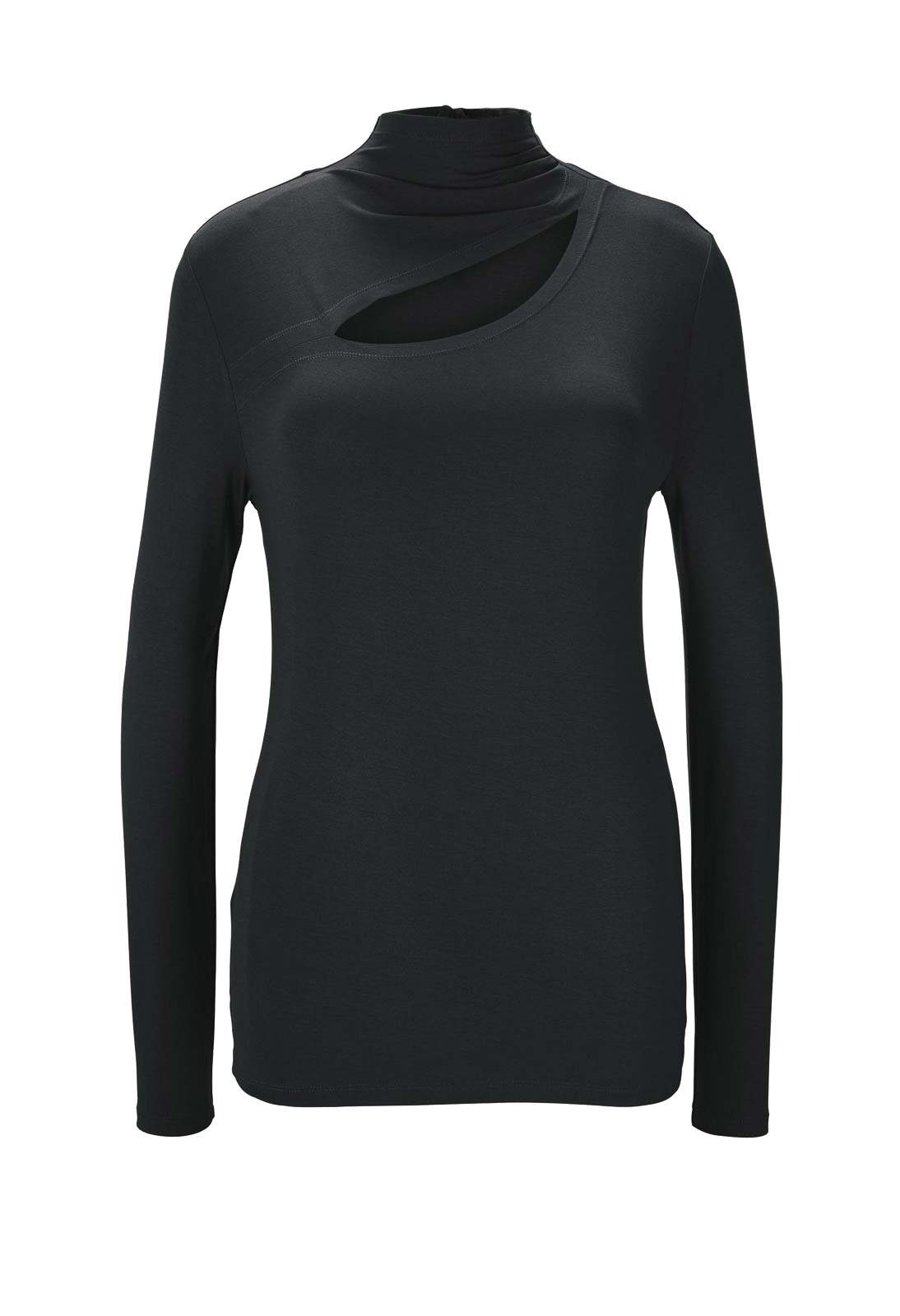 HEINE schwarz Cut-Out, heine mit Jerseyshirt T-Shirt Damen