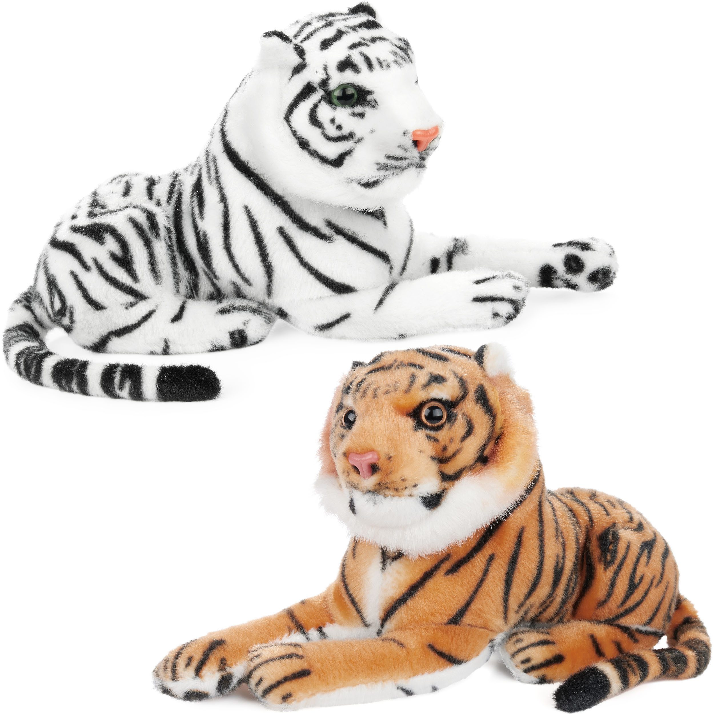 BRUBAKER Kuscheltier Plüsch Tiger 25 cm (2-St., 2er Set, Weiß und Braun), S günstig online kaufen