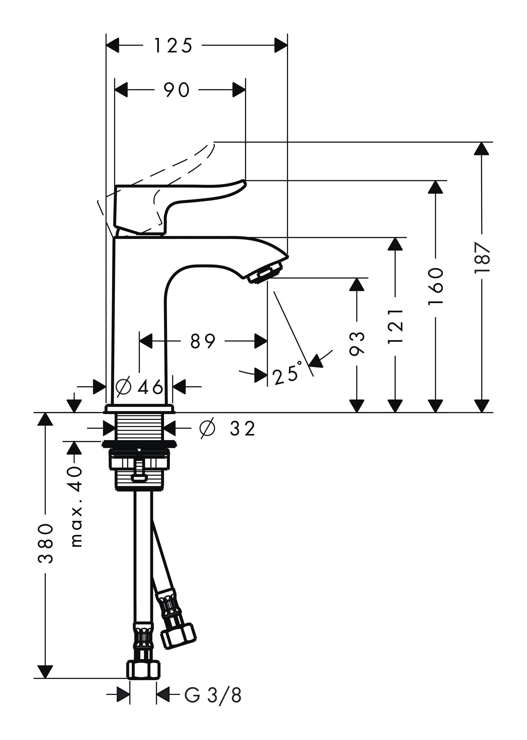 Chrom 100 - hansgrohe Einhebel-Waschtischmischer Waschtischarmatur Metris