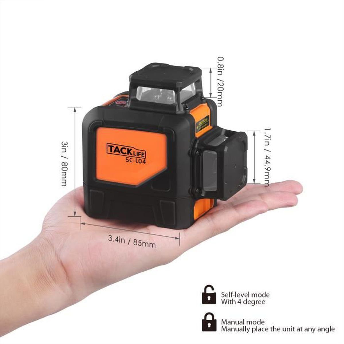 TACKLIFE Kreuzlinienlaser, 360° 30m Kreuzlinienlaser ± 3 mm/10 m²