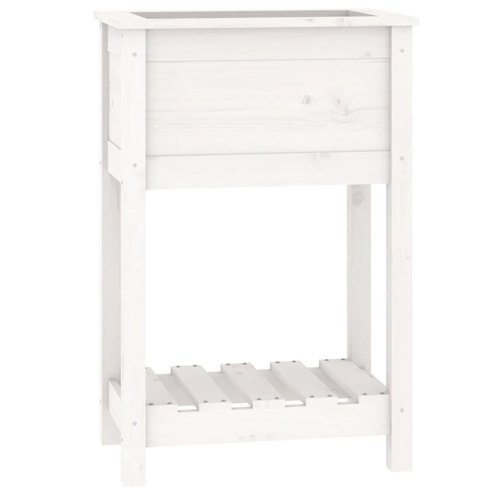 vidaXL Blumentopf Pflanzkübel mit Ablage Weiß 54x34,5x81 cm Massivholz Kiefer (1 St)