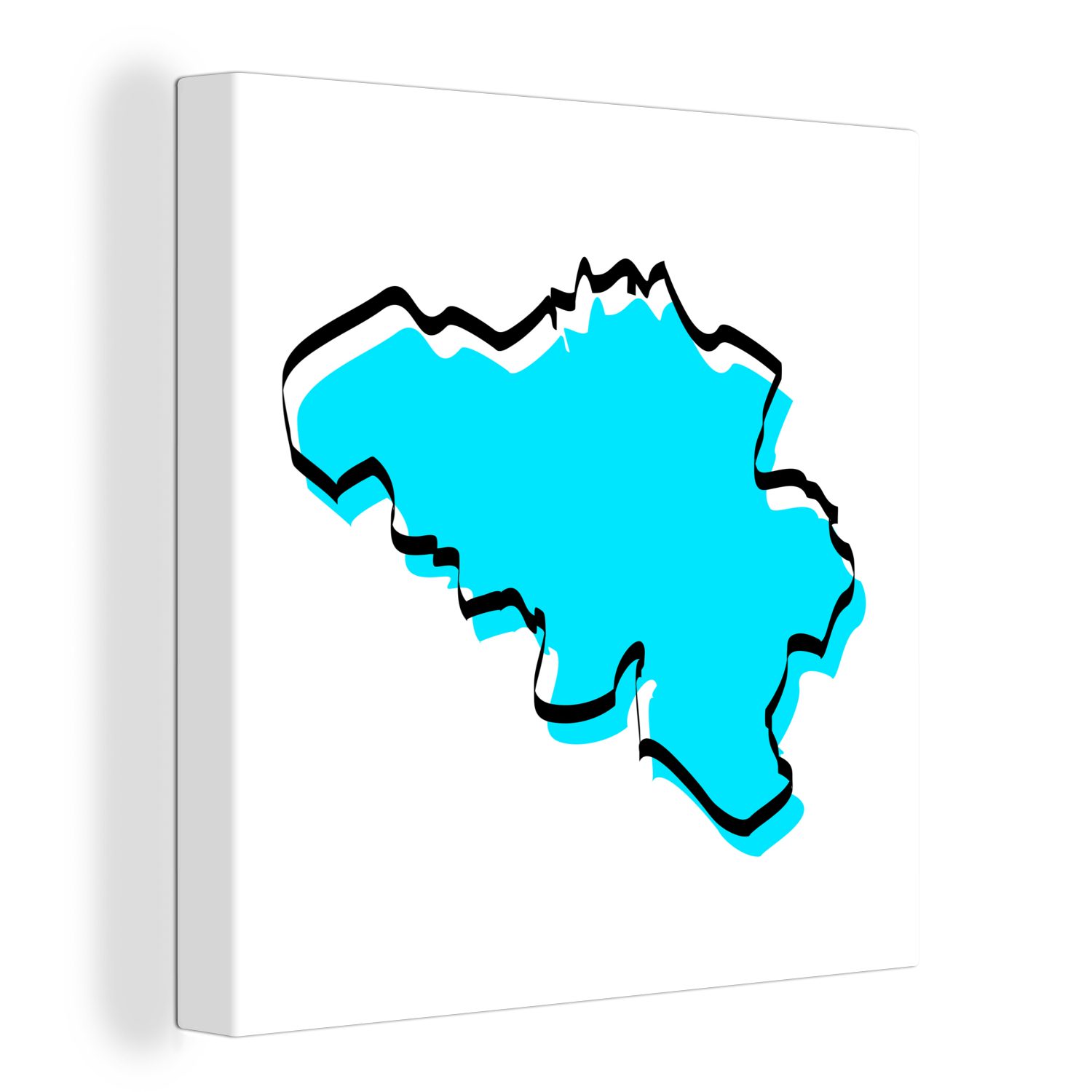 OneMillionCanvasses® Leinwandbild Illustration von Belgien in Blau, (1 St), Leinwand Bilder für Wohnzimmer Schlafzimmer