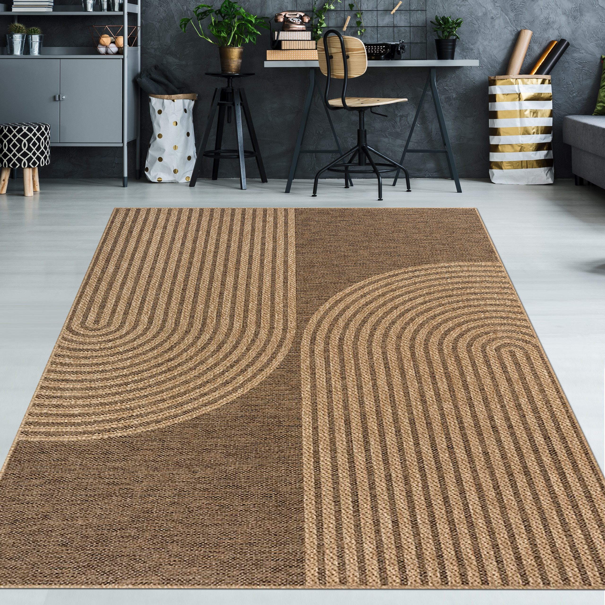 TeppichHome24 Outdoorteppich Moderner beige-brauner In- und Outdoor Teppich günstig online kaufen