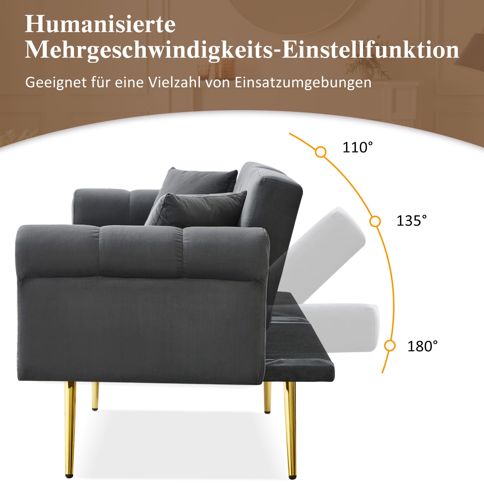 Odikalo 2-Sitzer Polstersofa Relaxsofa Lounge Sessel Verstellbar Rückenlehne Mehrfarbig
