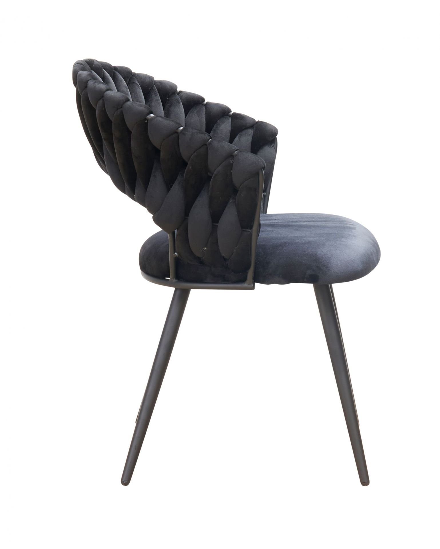 dasmöbelwerk Stuhl Esszimmerstuhl Liv Flechtoptik Samt Armlehnenstuhl Designerstuhl