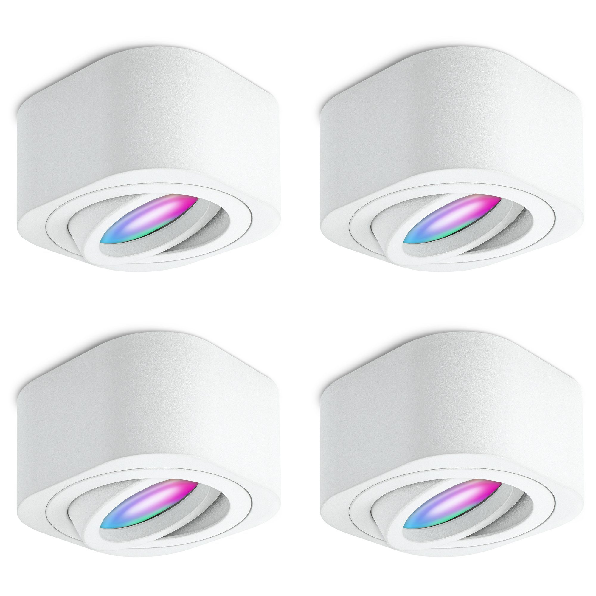 LED Aufbaustrahler TEARA Aufbauleuchte weiss schwenkbar flach mit RGB+ WLAN LED dimmbar