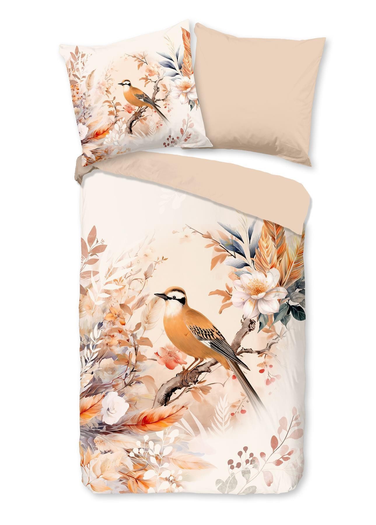 good morning Bettwäsche Renforcé Bettwäsche 135 X 200 cm + 1- 80 X 80 cm Gloria bunt bird and, Baumwolle, 2 teilig, bettwäsche 135x200 baumwolle sale warm weihnachten 135x200 bettbezug