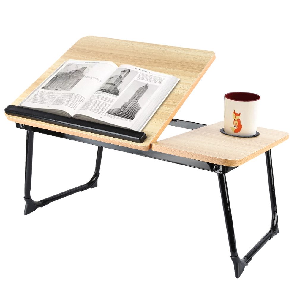 JEOBEST Laptoptisch Klappbarer Beistelltisch, Frühstückstablett für Sofa und Bett, Bambus, (1-St.60x40)Höhen Neigung Verstellbar, mit Cup Slot und Laptop-Stopper