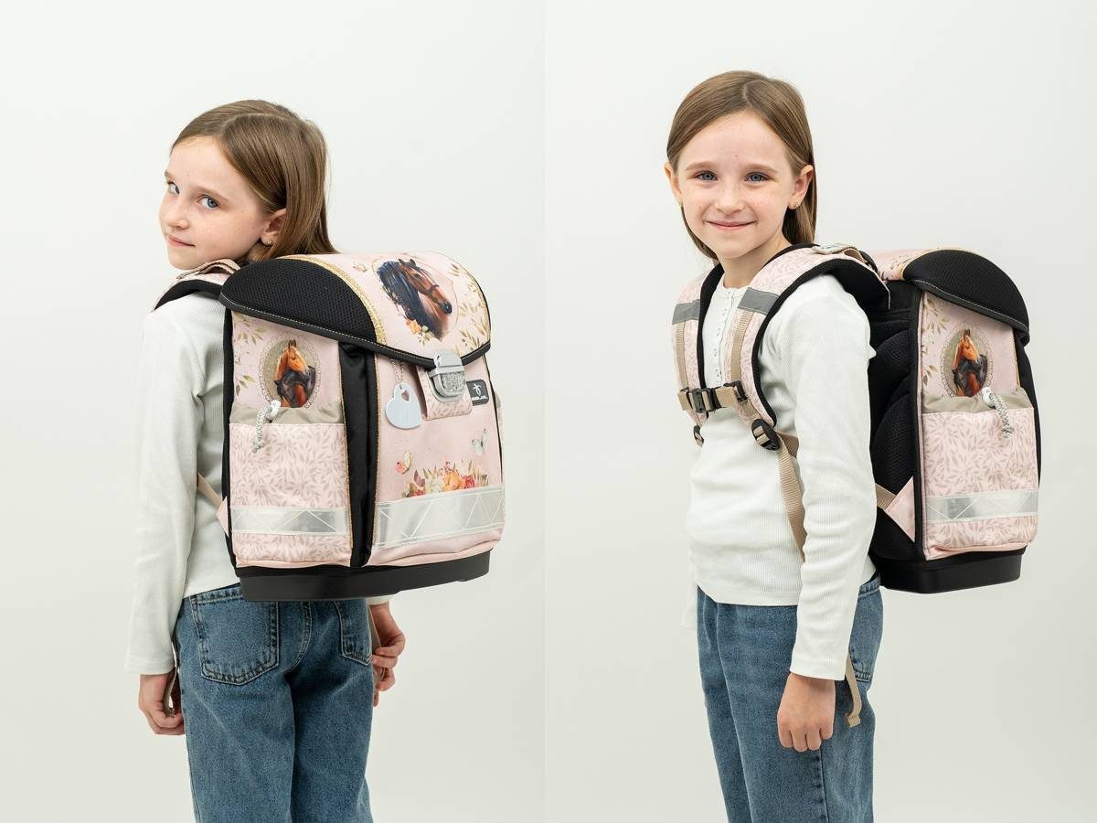 Belmil Schulranzen "Classy" 2026 Set 1. Klasse neue Designs, Pferd, 4tlg. Set ab 1. Klasse, Grundschule, Einschulung, für Mädchen