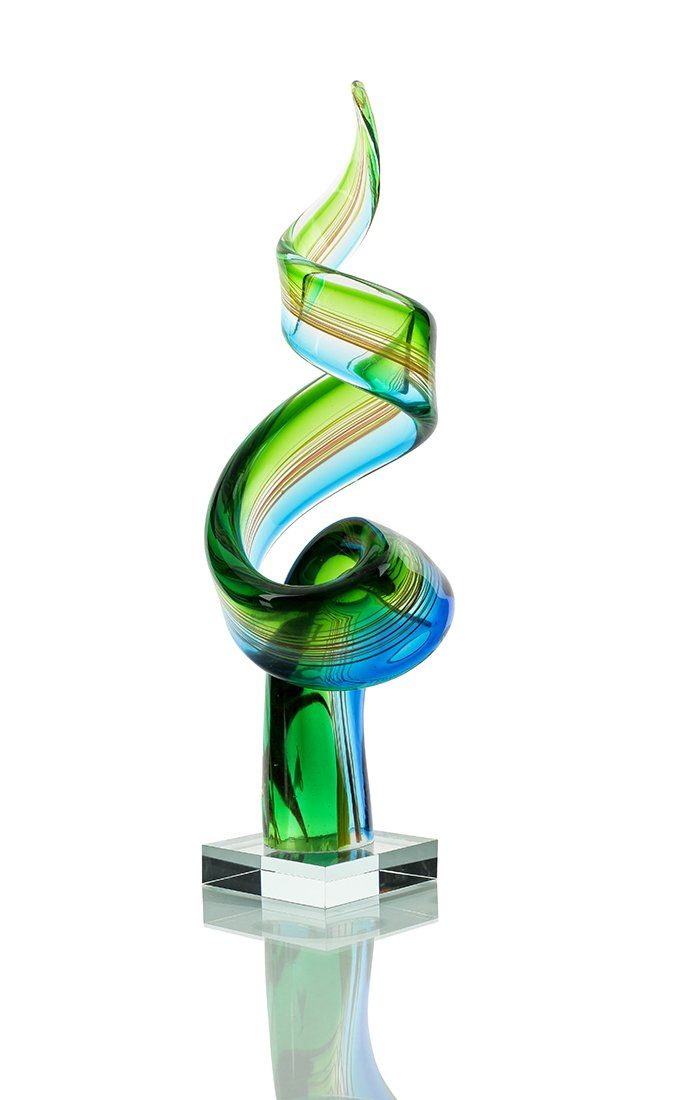 Levandeo® Skulptur, Glas-Skulptur groß Designer Figur mit Glassockel Hochwertiges Variante 1