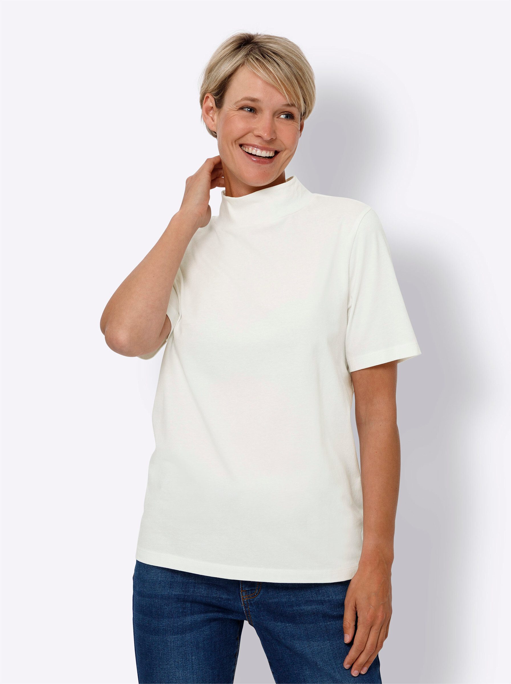 Classic Basics Stehkragenshirt "Kurzarm-Shirt", (1 tlg.) günstig online kaufen