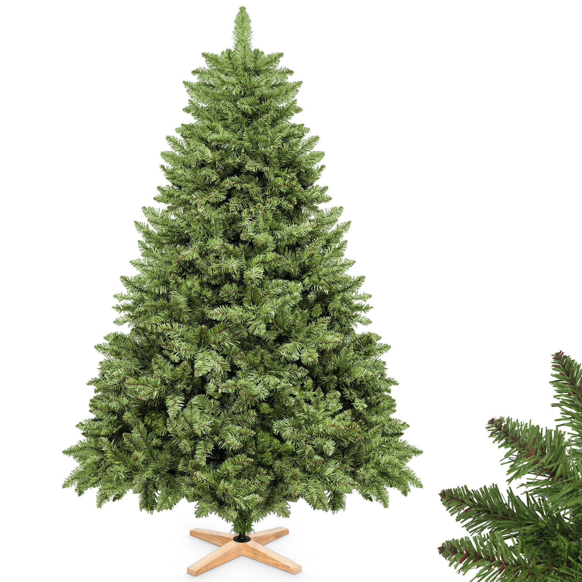 VESKA Künstlicher Weihnachtsbaum künstlich 180cm mit Holzständer, künstlicher Tannenbaum