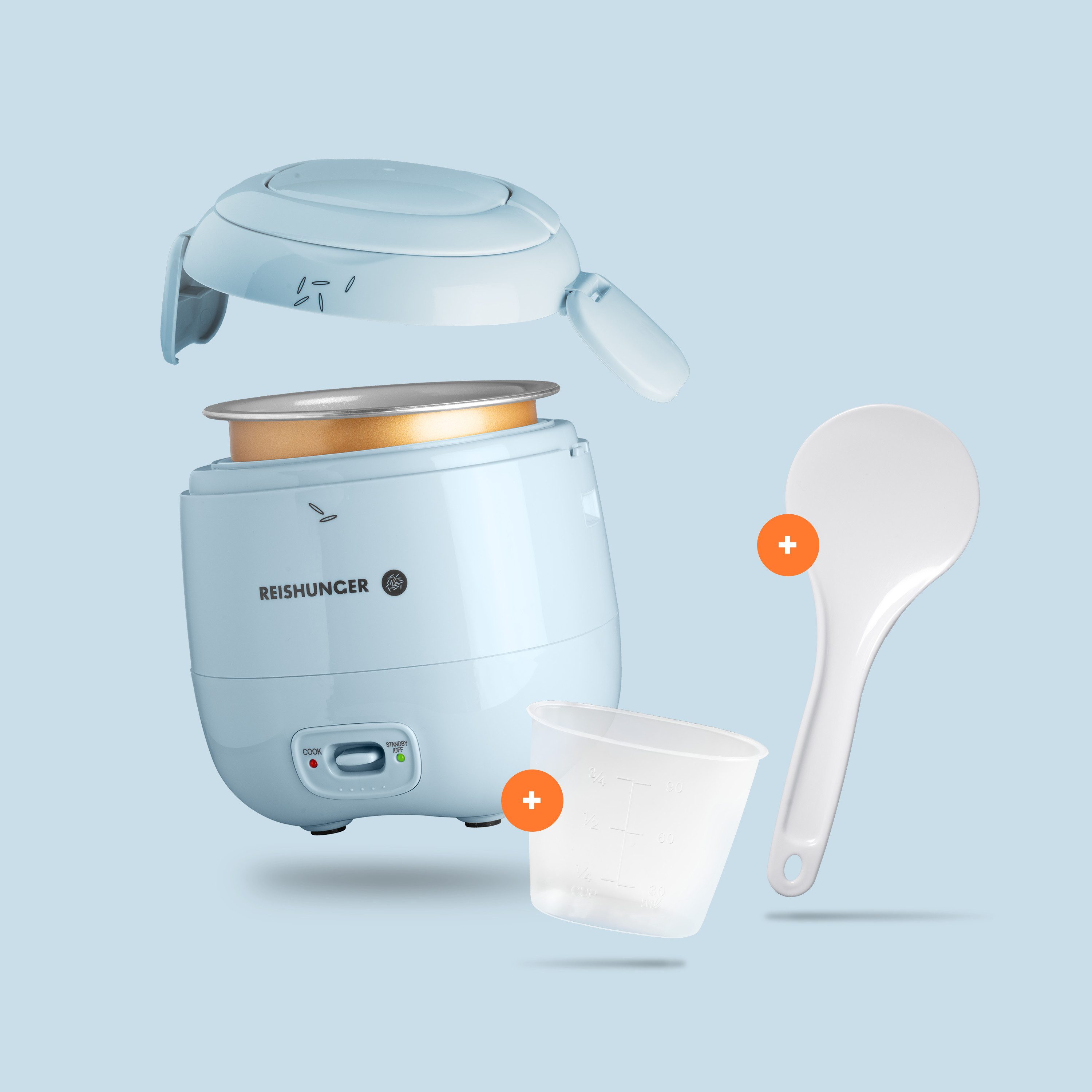 Reishunger Reiskocher Mini Reiskocher, salbeigrün, 0,3 L - 1-2 Portionen, 120 W, Handliche Größe für kleine Haushalte und unterwegs