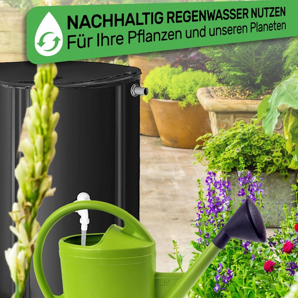 Melko Regentonne Regenwassertank faltbar Regenfass Wassertank Regenwassertonne, 250 l, (Stück, Stück), inkl. 2 Meter Wasserschlauch mit Anschluss