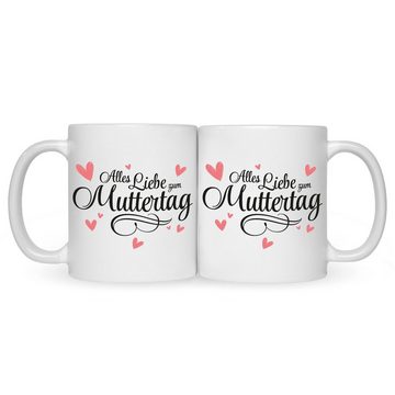 GRAVURZEILE Tasse Bedruckte Tasse mit Spruch - Alles Liebe zum Muttertag, Keramik, Farbe: Weiß
