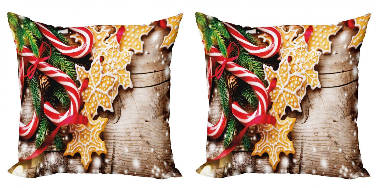 Kissenbezüge Modern Accent Doppelseitiger Digitaldruck, Abakuhaus (2 Stück), Weihnachten Cookies Candy Canes